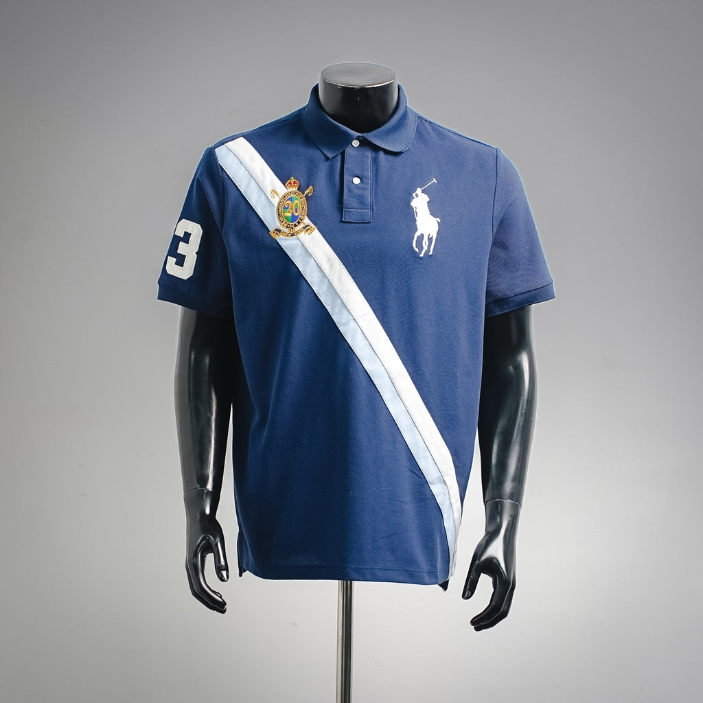 Polo Ralph Lauren With Stripe Across Chest White/Blue