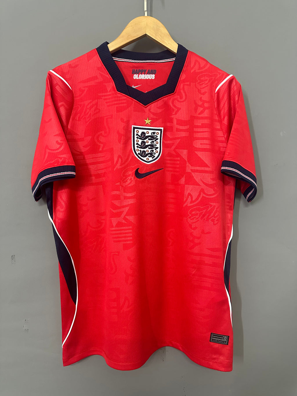 England Away Football Shirt Red Short Sleeve Adults Jersey
