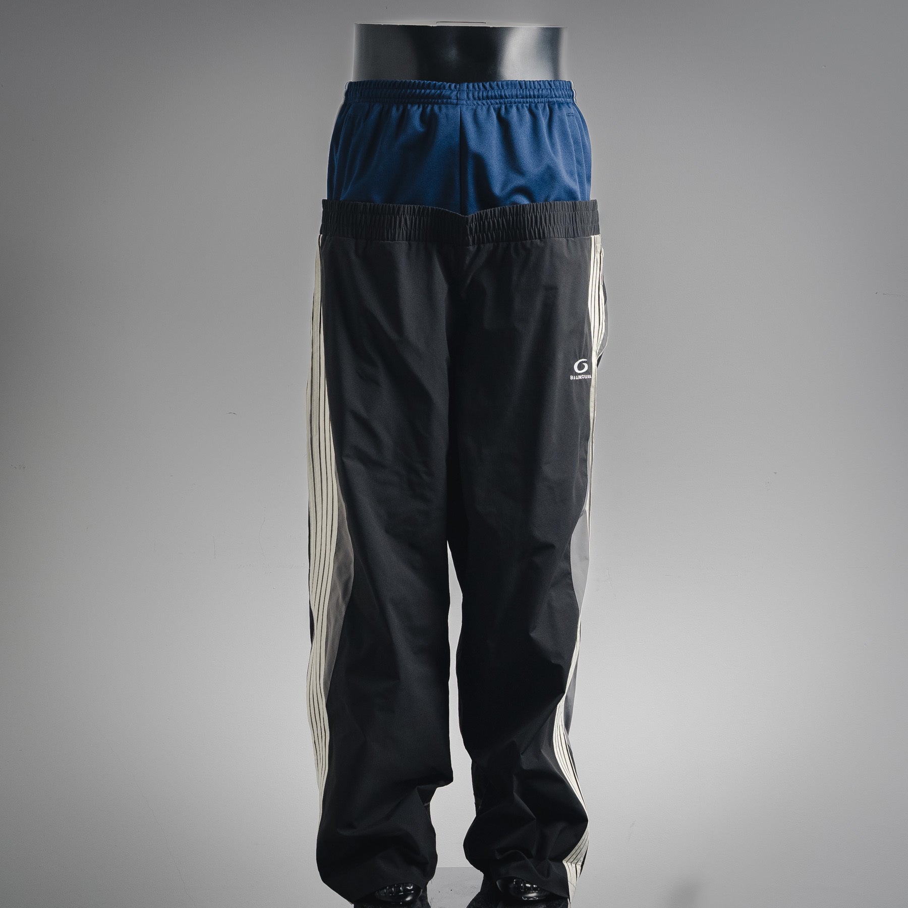 Balenciaga double waist five stripe side track pants