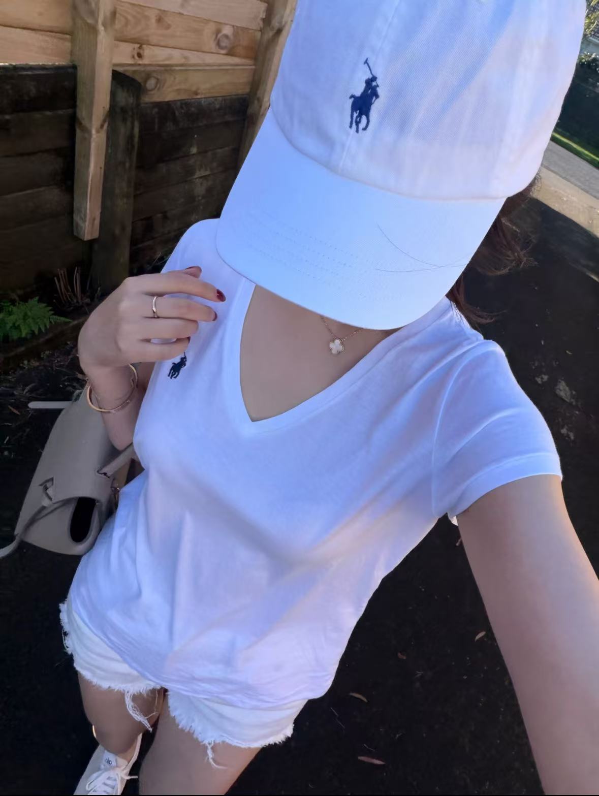 Polo Ralph Lauren V-neck Top Blue/Pink/White