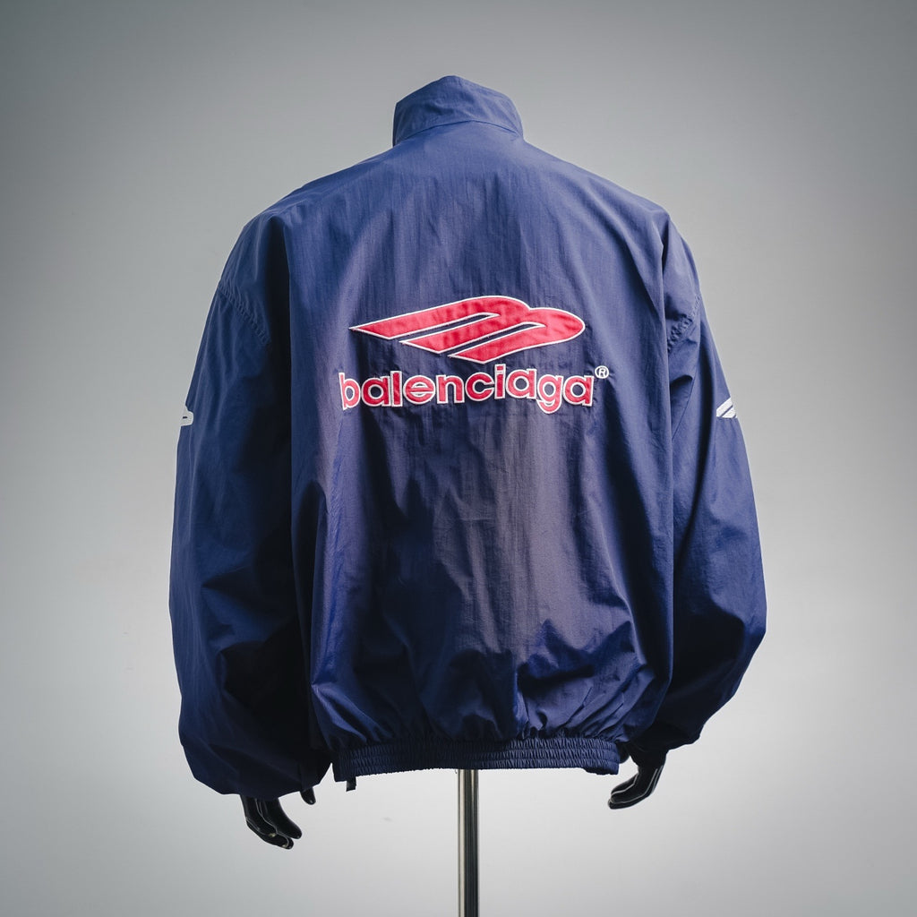 Balenciaga Bold Logo Chest Print Jacket Blue/Black