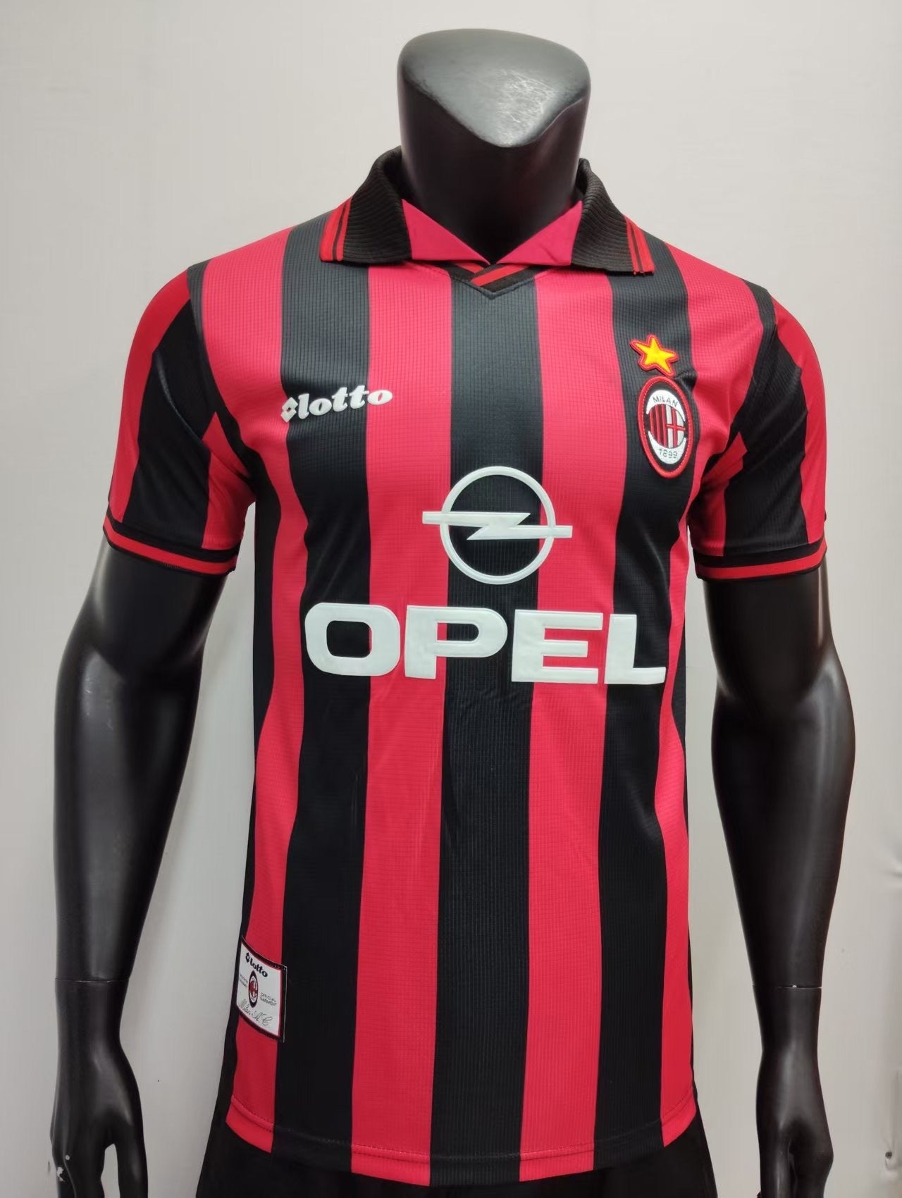 Ac Milan Stripped Lotto Player Retro Jersey