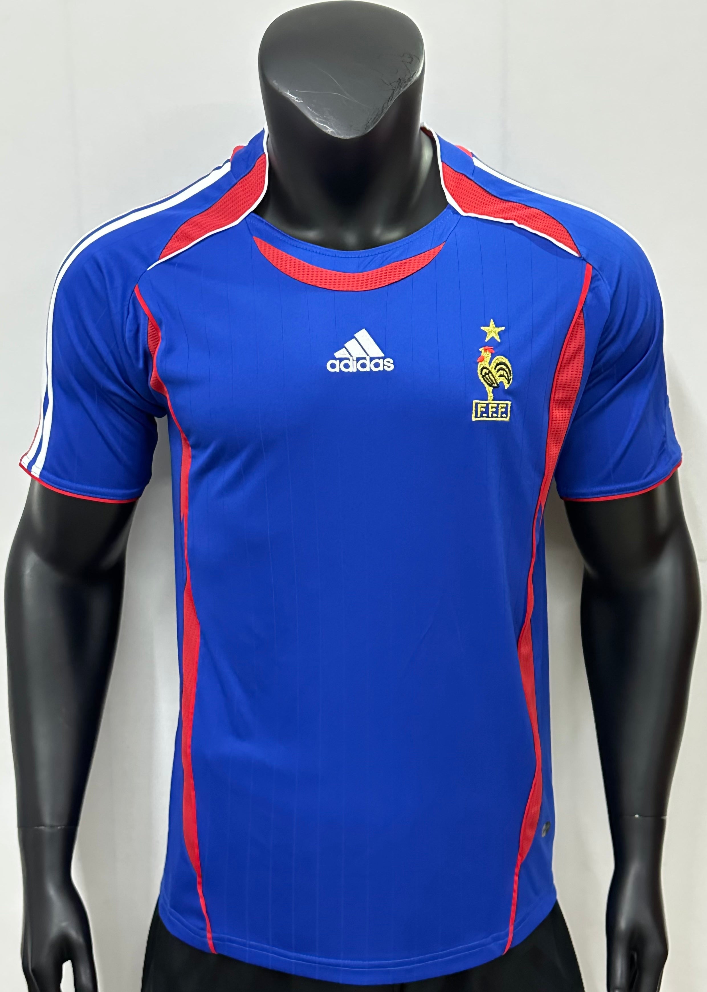 France Blue and Red Adidas Retro Player Jersey