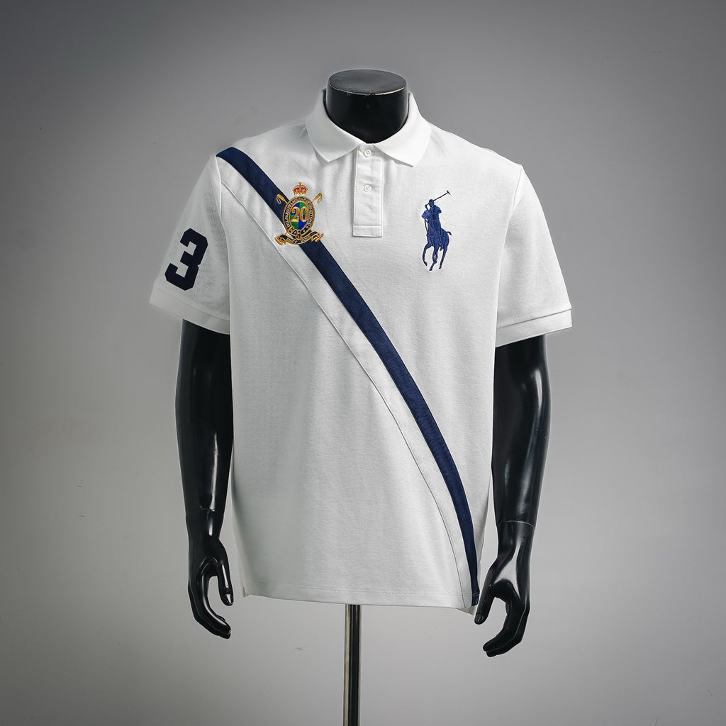 Polo Ralph Lauren With Stripe Across Chest White/Blue
