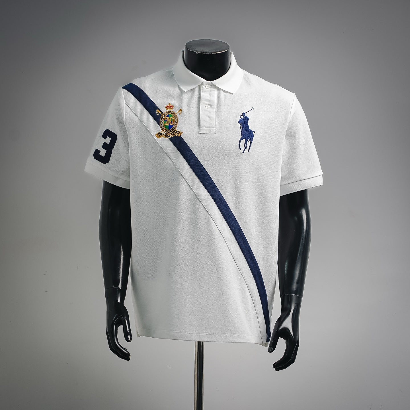Polo Ralph Lauren With Stripe Across Chest White/Blue