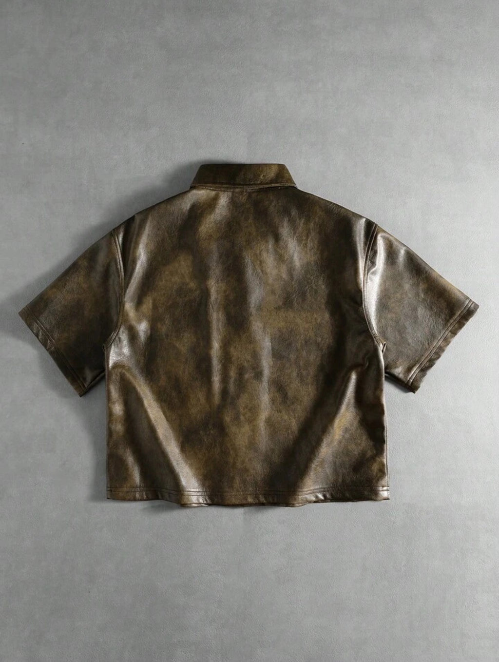 Brown Leather Collar Tshirt