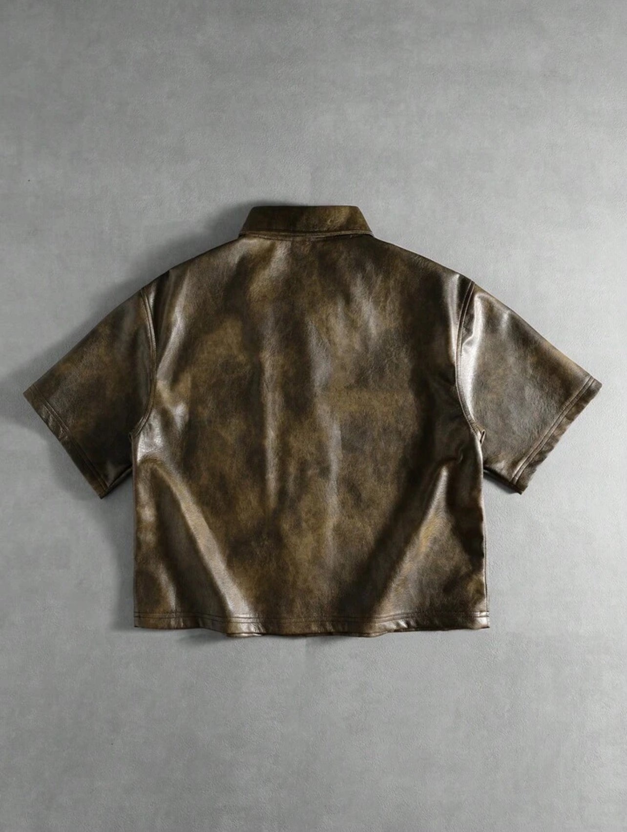 Brown Leather Collar Tshirt
