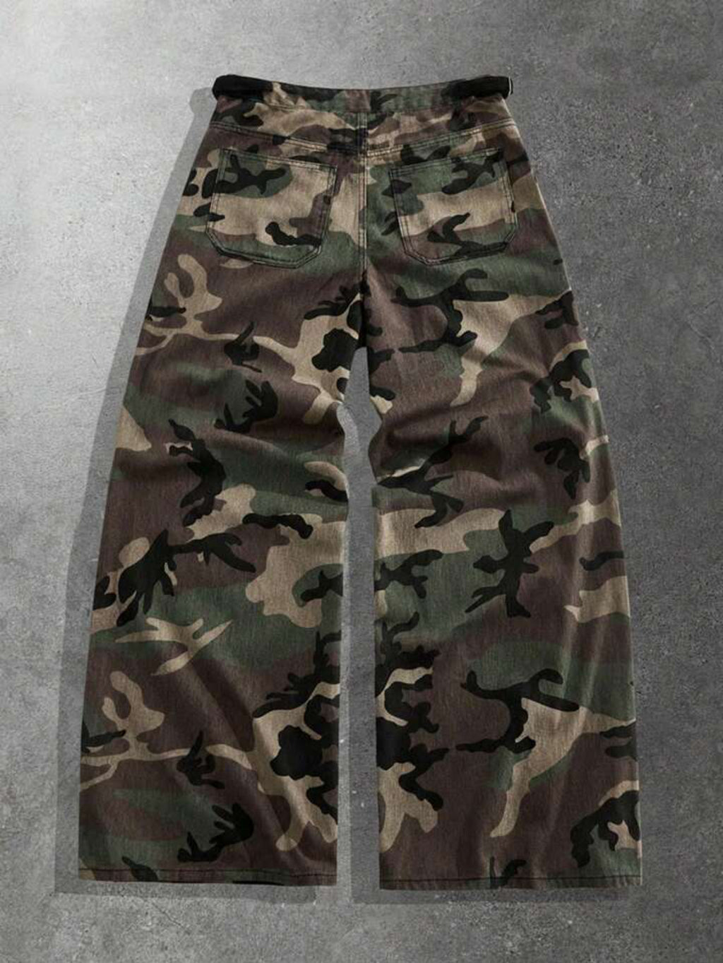 Camo Flared Wide Leg Jeans