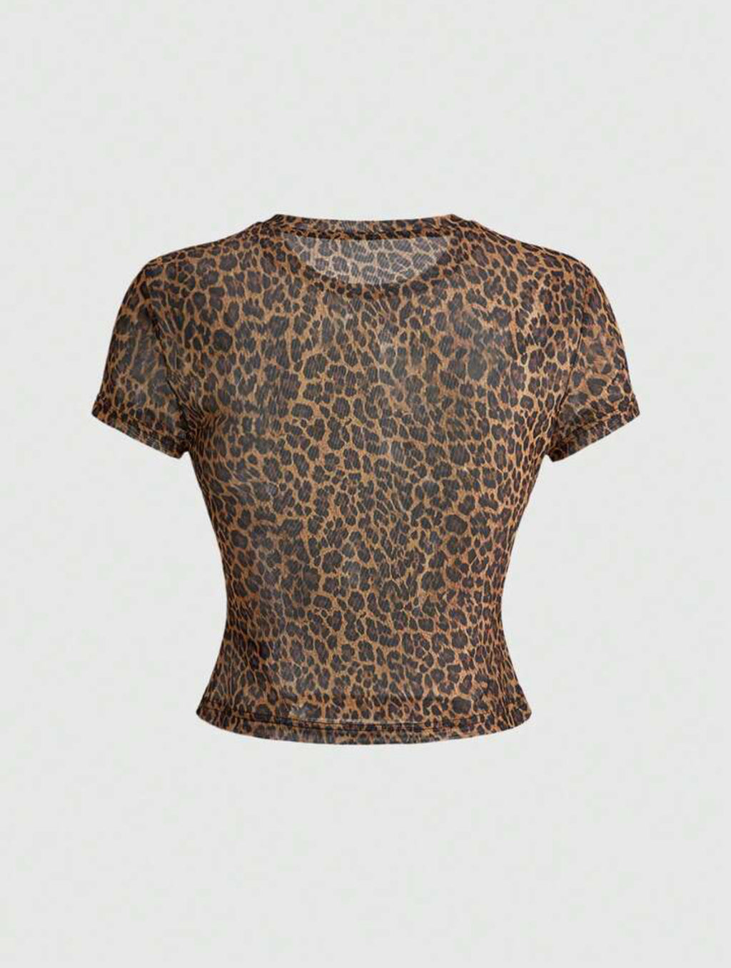 Leopard Print Mesh Crop Top