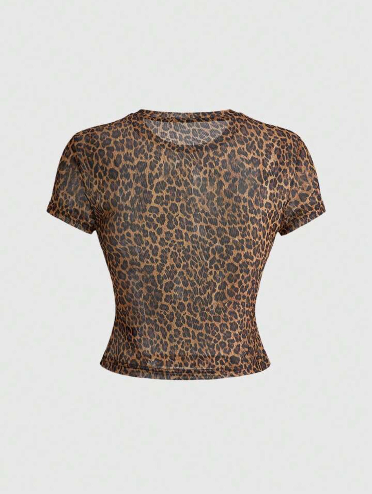 Leopard Print Mesh Crop Top