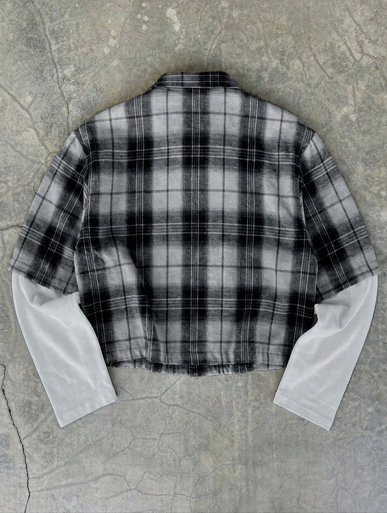 Black/Blue Checkered Shirt With Undersleeve