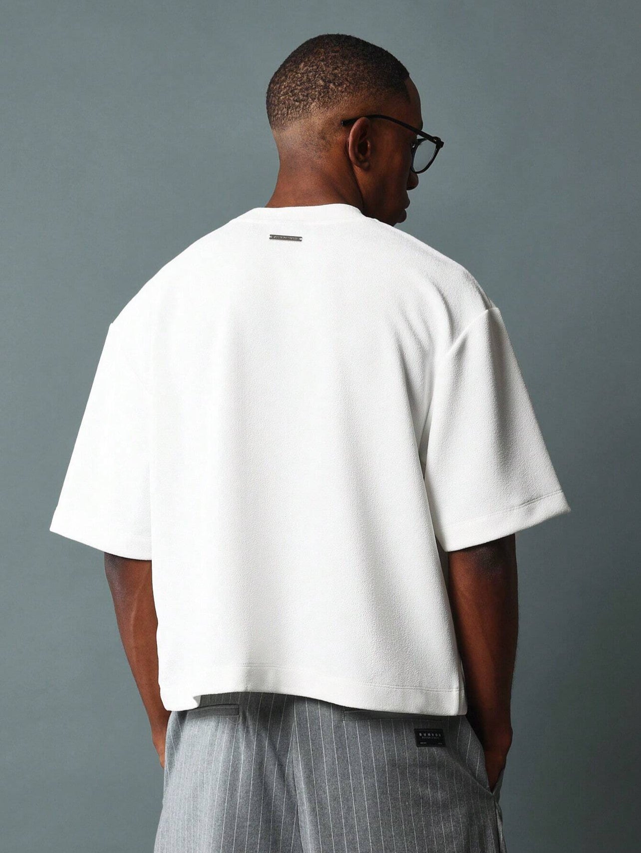 Boxy Round Neck Cropped T-shirt White/Black/Grey