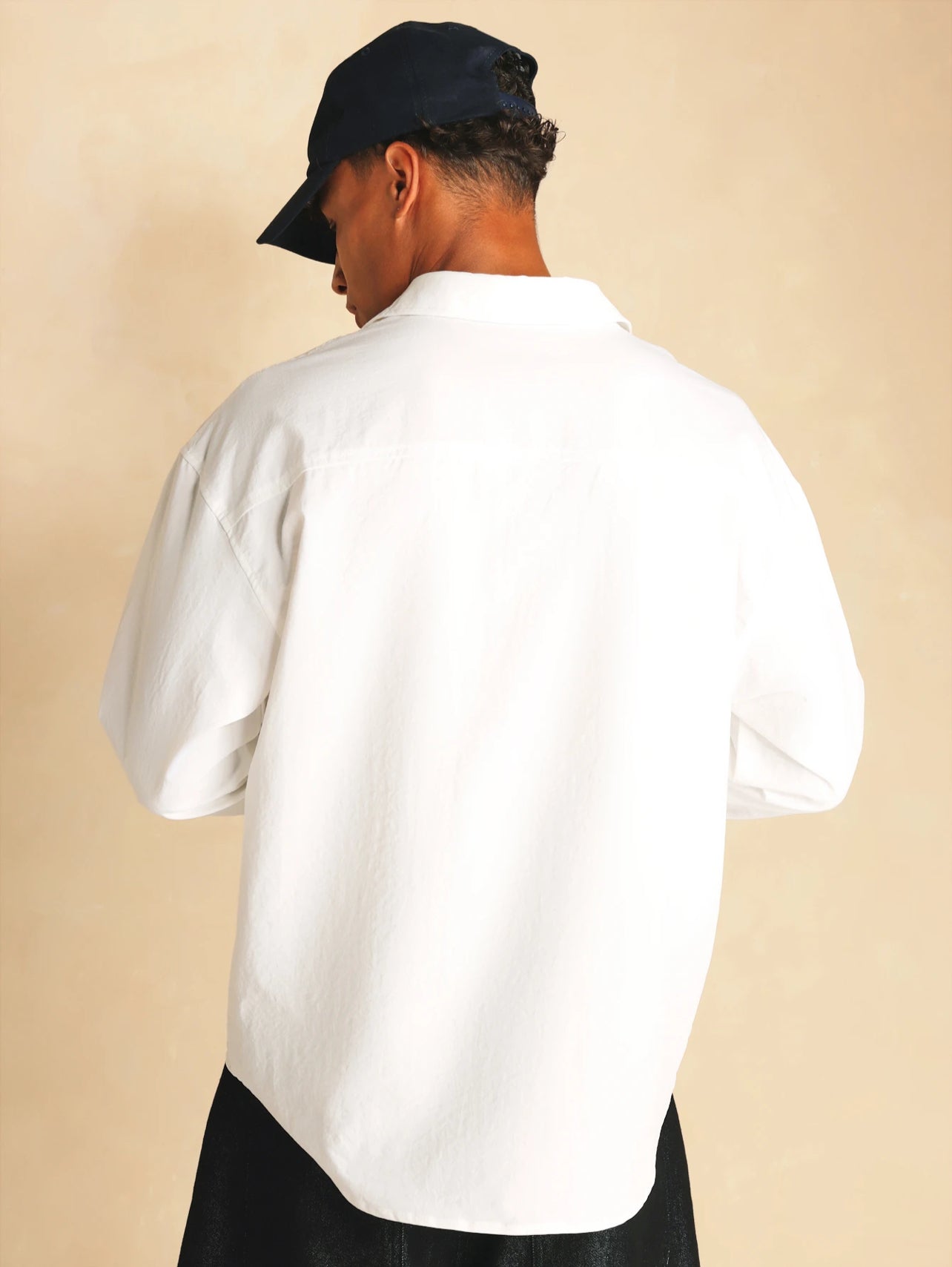 Relaxed White Long Sleeve With Logo Embroidery Shirt