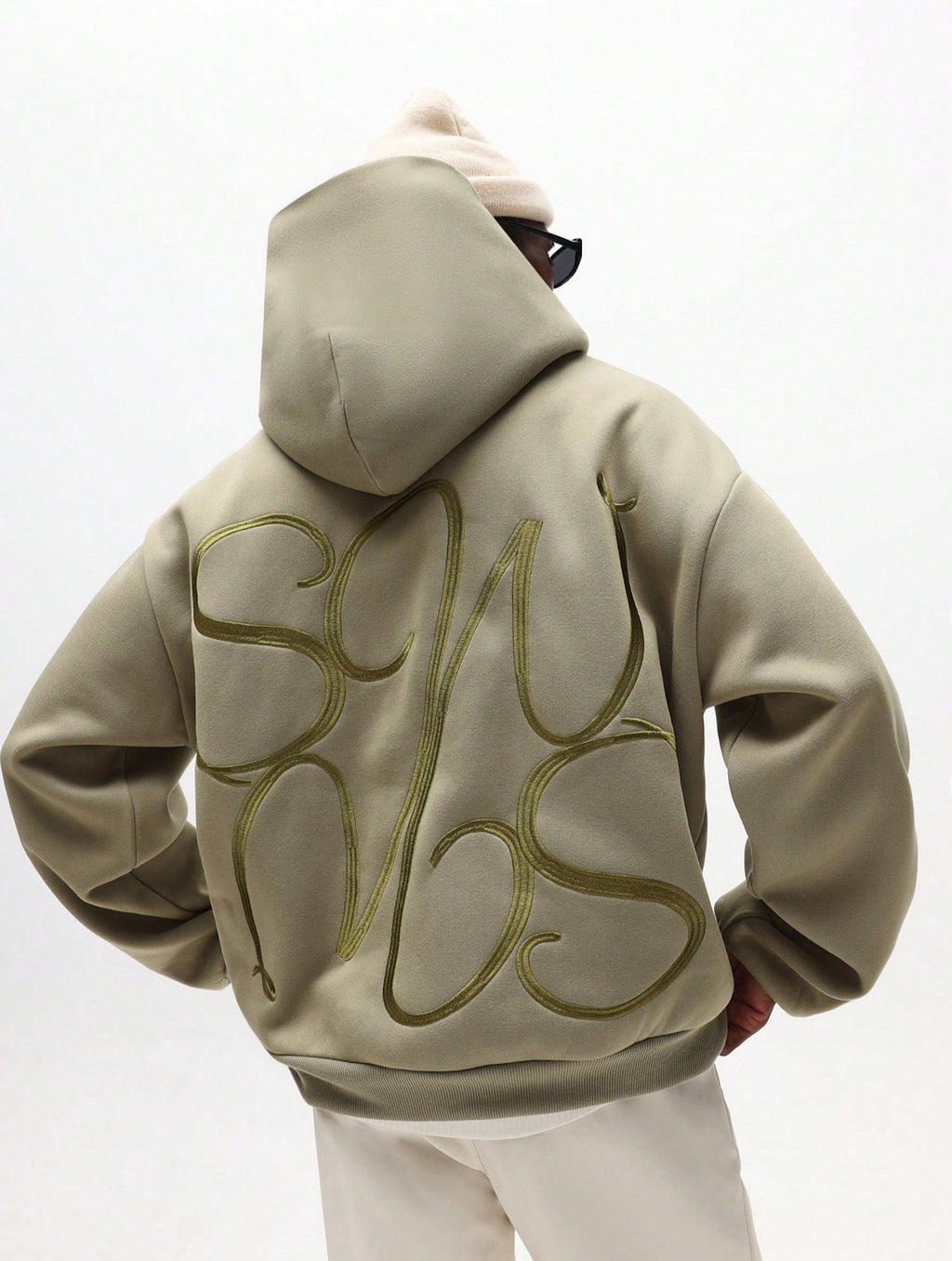 Beige Boxy Oversized Hoody