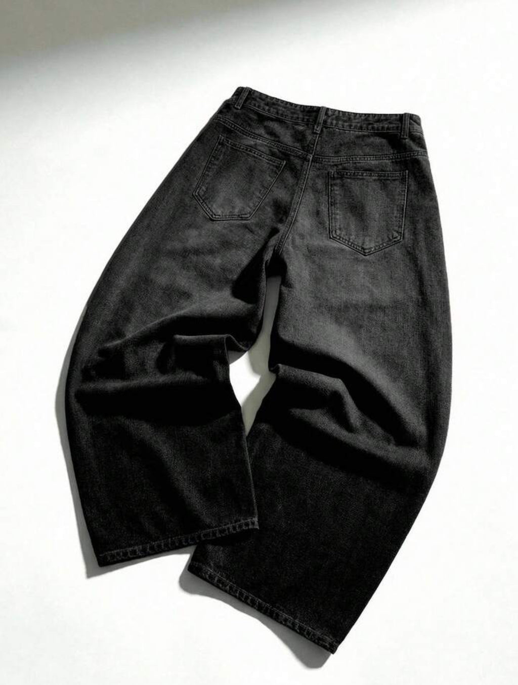 Black Casual Relaxed Wide Leg Jeans