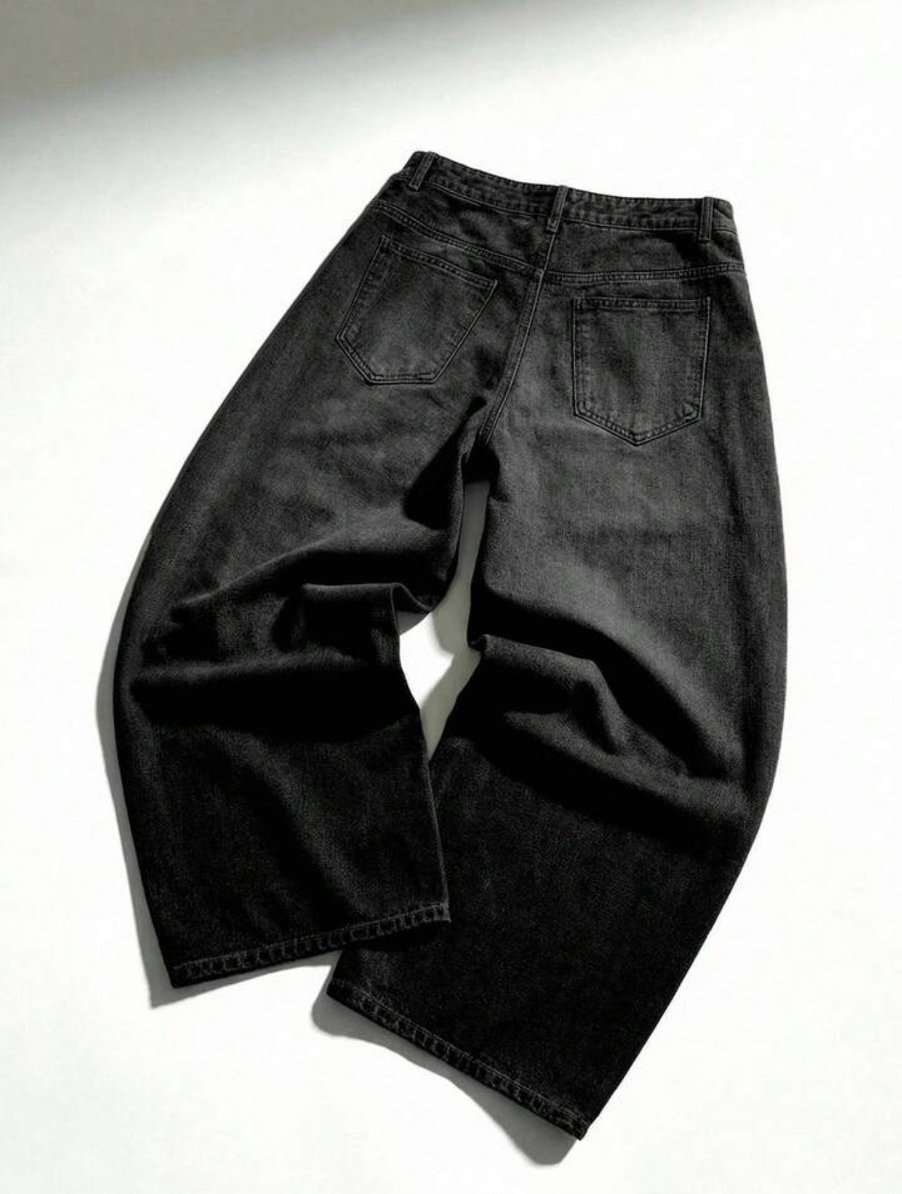 Black Casual Relaxed Wide Leg Jeans