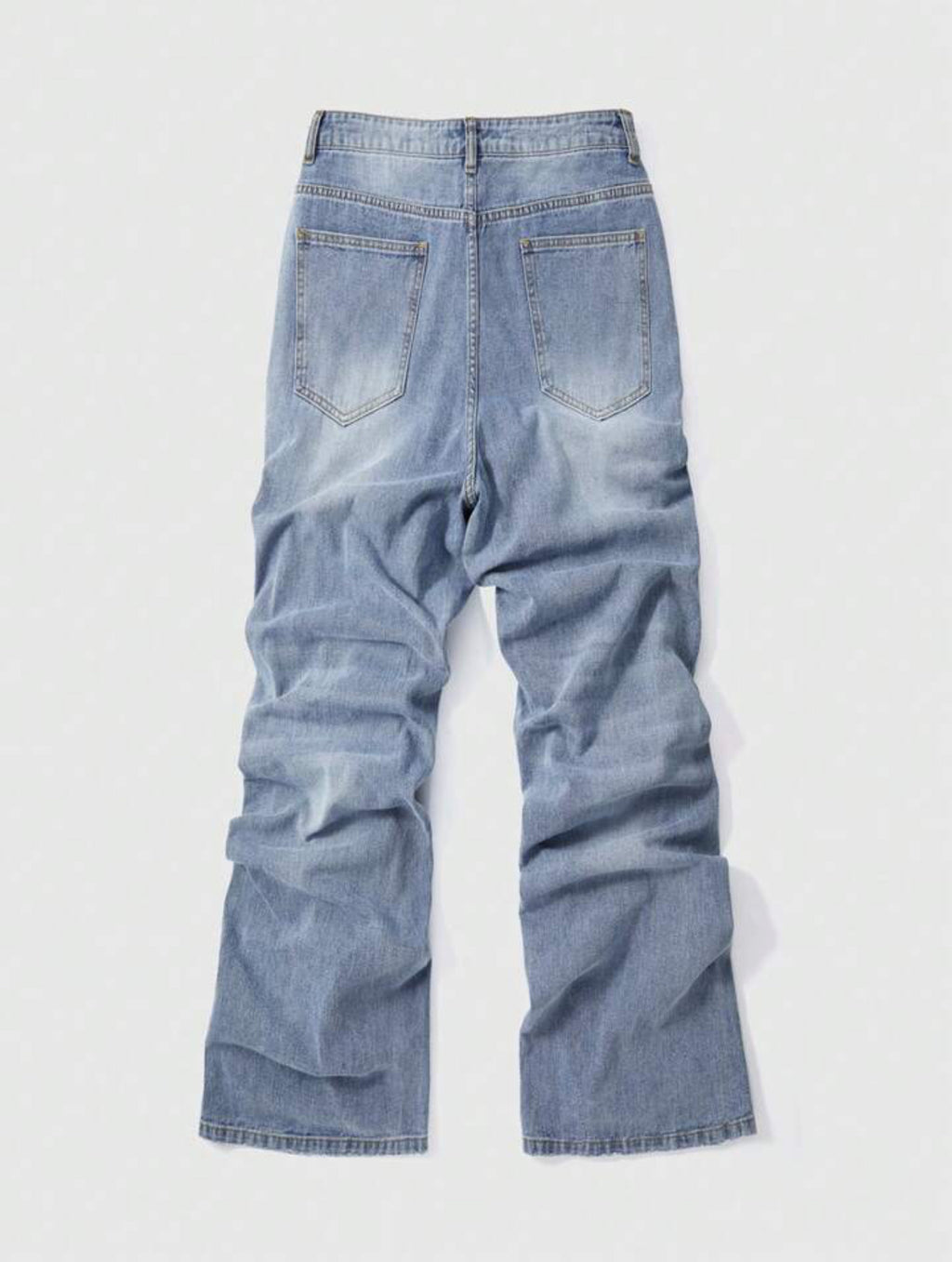 Light Blue Washed Cross Embroidered Jeans
