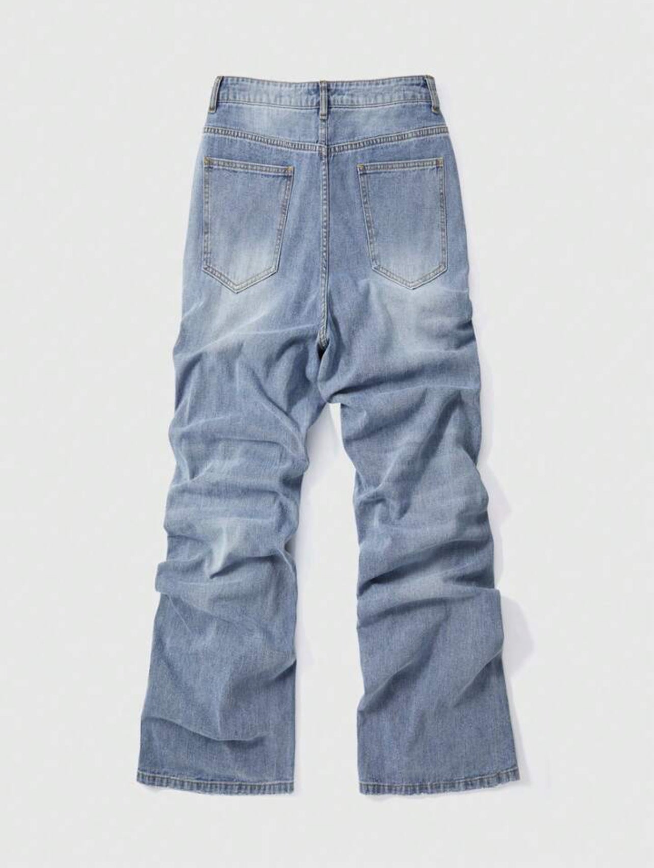 Light Blue Washed Cross Embroidered Jeans