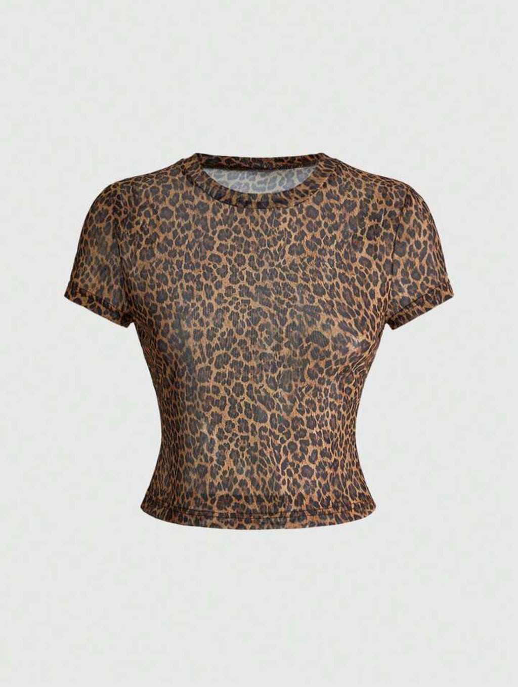 Leopard Print Mesh Crop Top