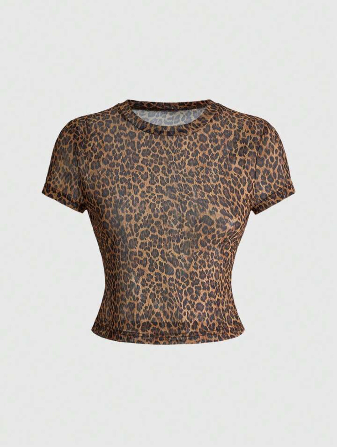 Leopard Print Mesh Crop Top