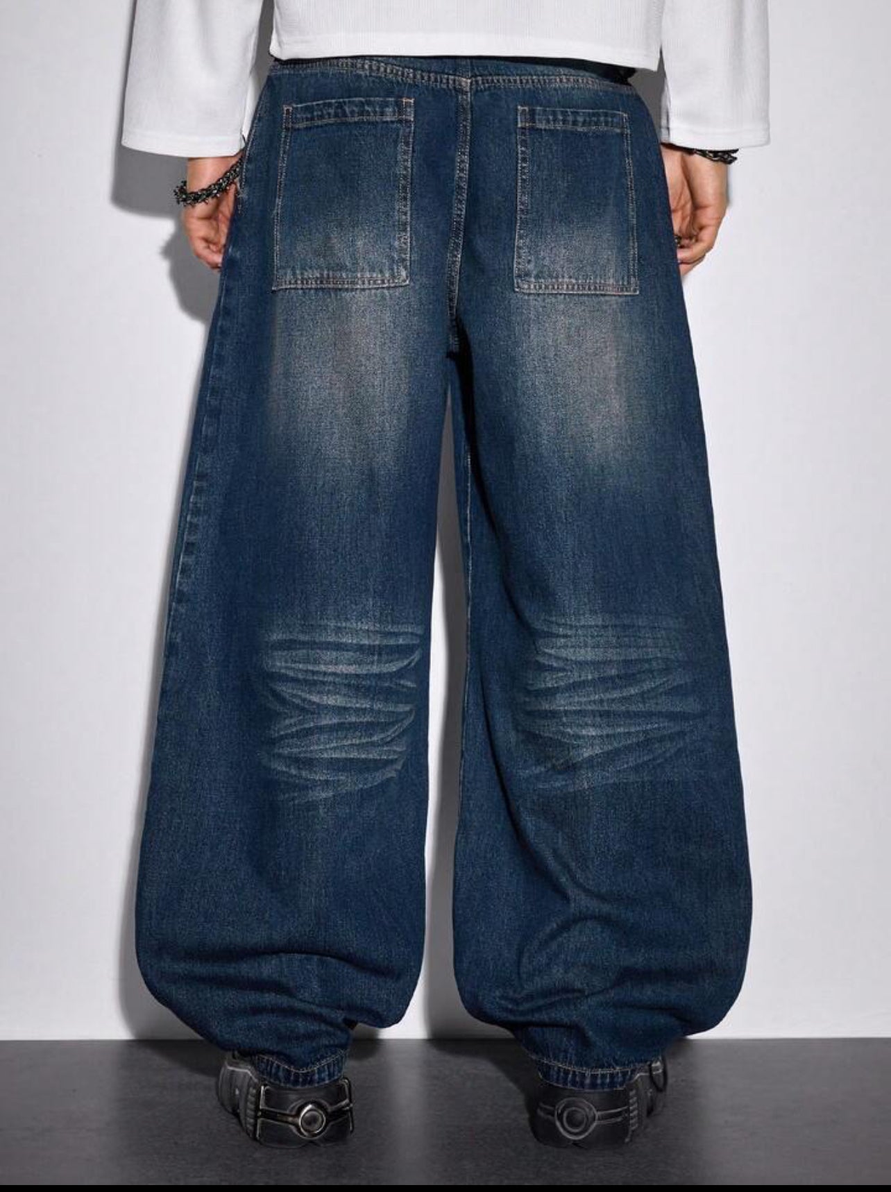 Casual Washed Vintage Curved Denim Jeans