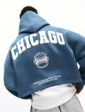 Chicago Print Cropped Pullover Hoody