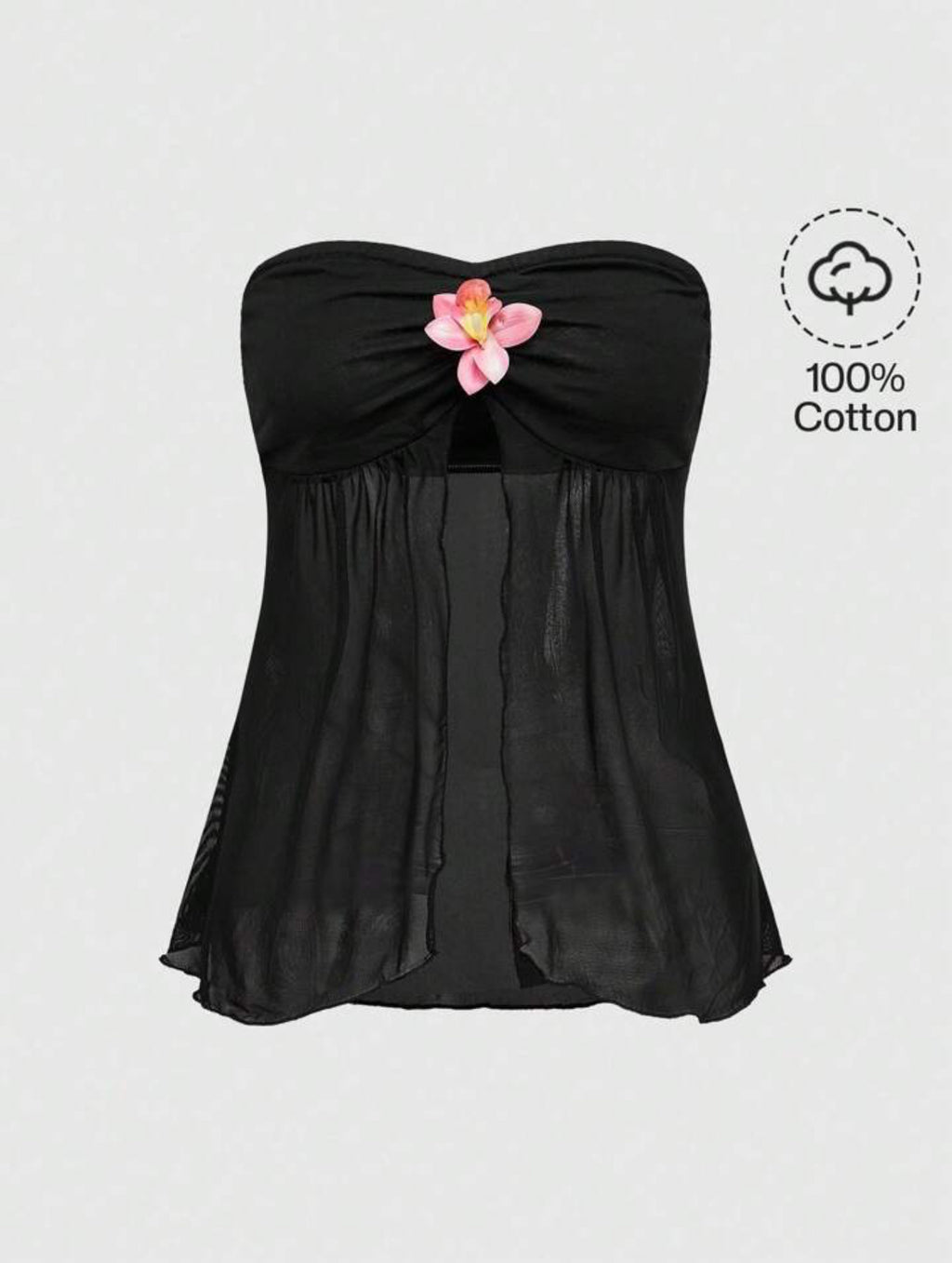 Y2K Floral Accent Cropped Top