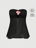 Y2K Floral Accent Cropped Top