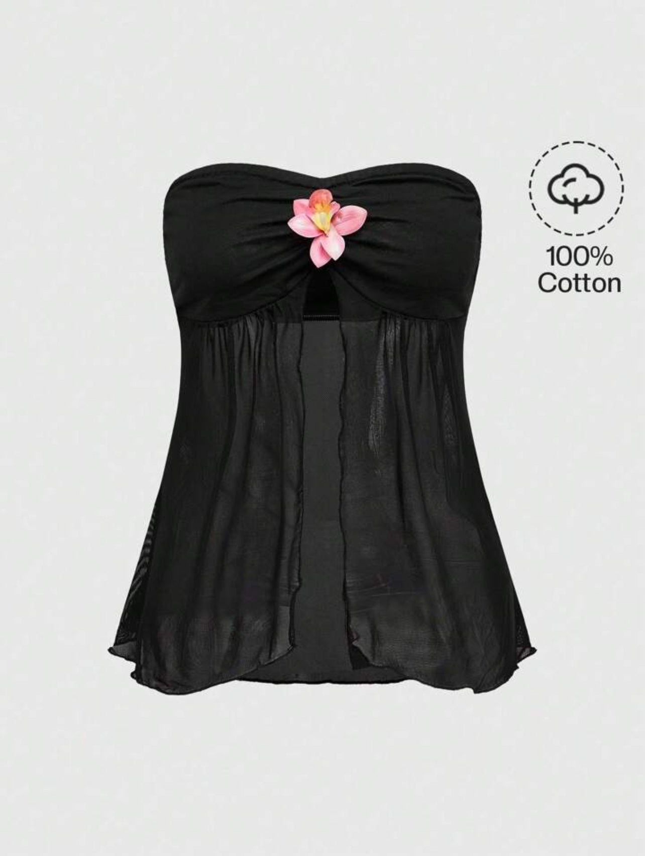 Y2K Floral Accent Cropped Top