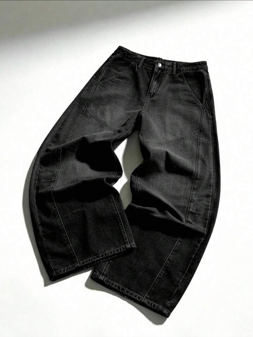 Black Casual Relaxed Wide Leg Jeans