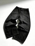 Black Casual Relaxed Wide Leg Jeans