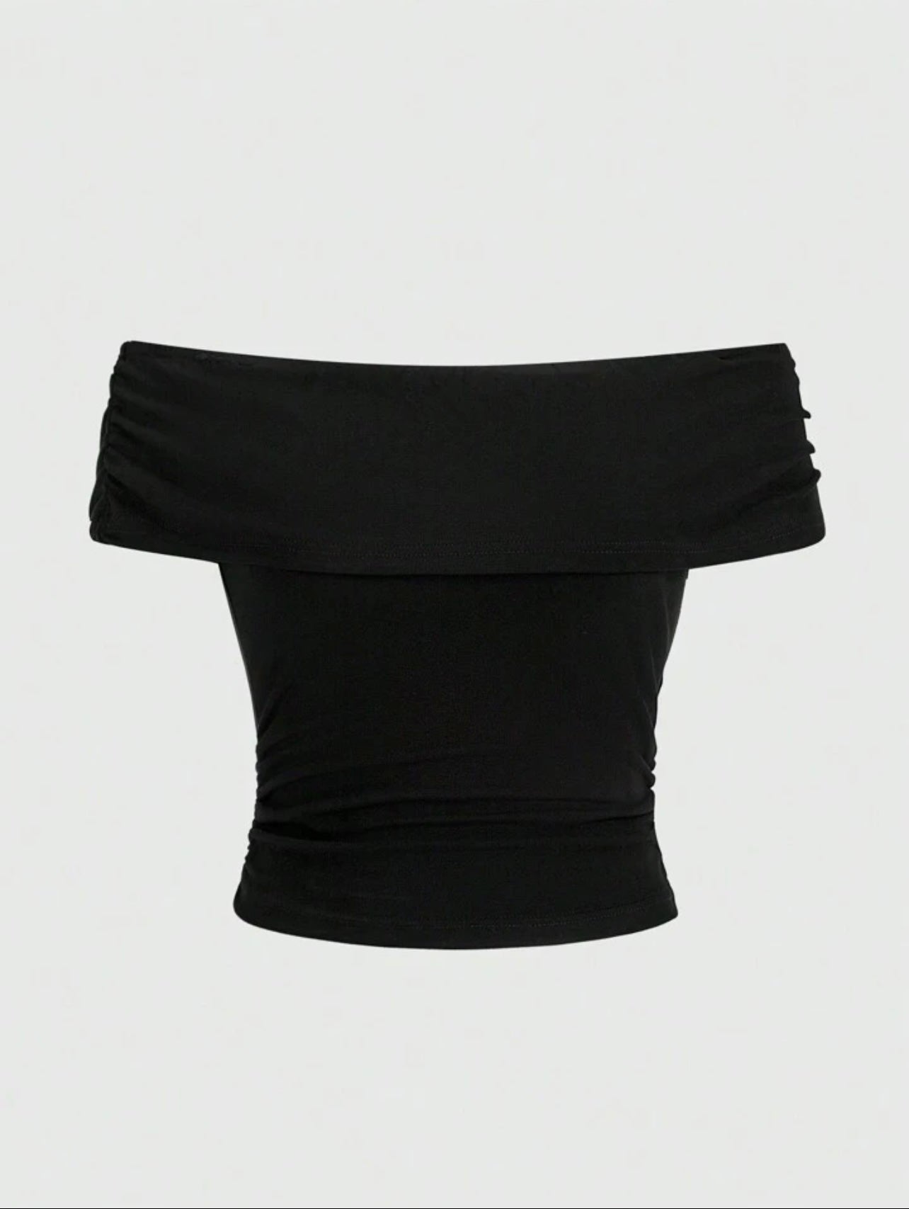 Casual Solid Black Off-shoulder Slim Fit Top