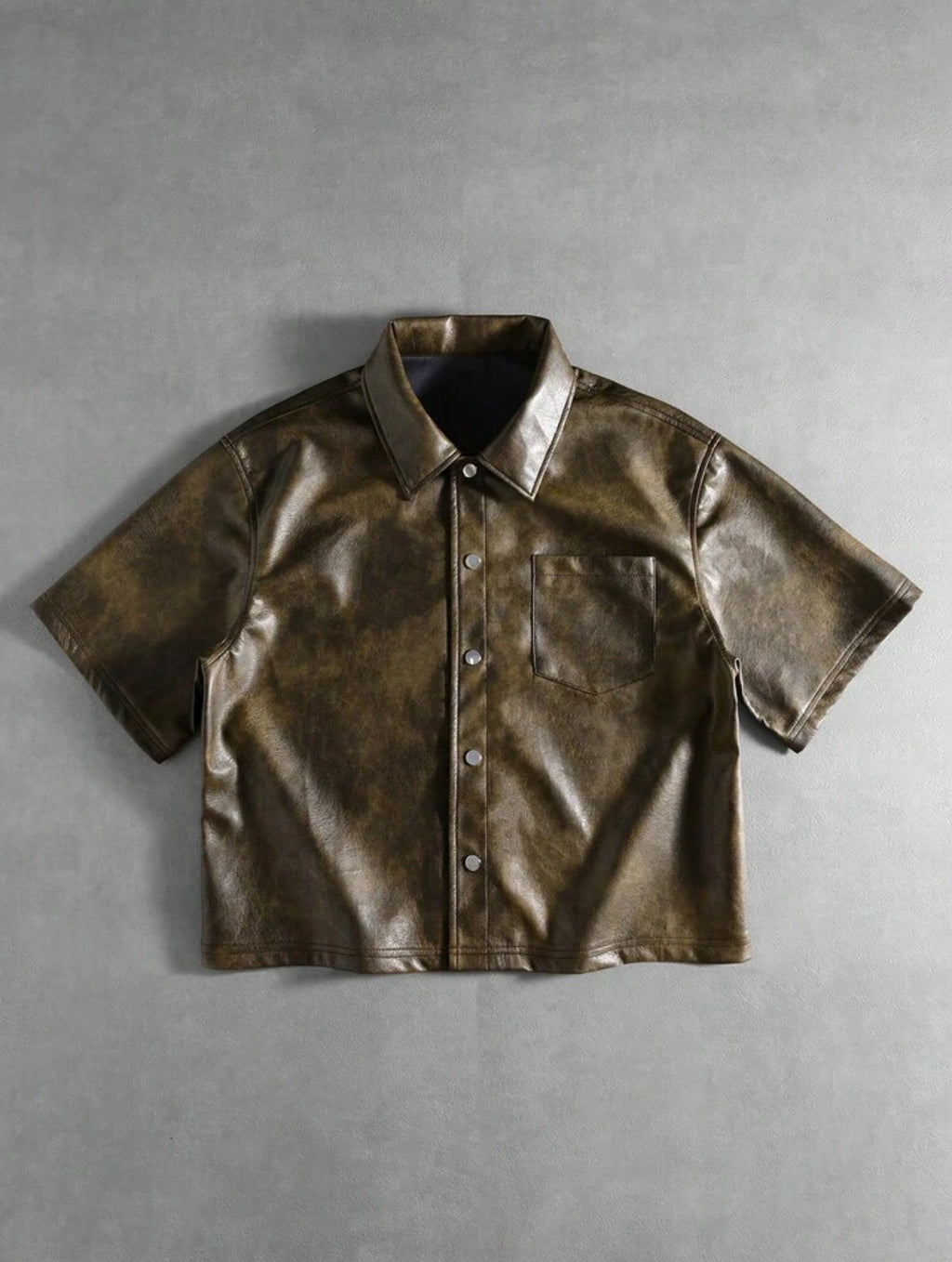 Brown Leather Collar Tshirt