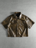 Brown Leather Collar Tshirt