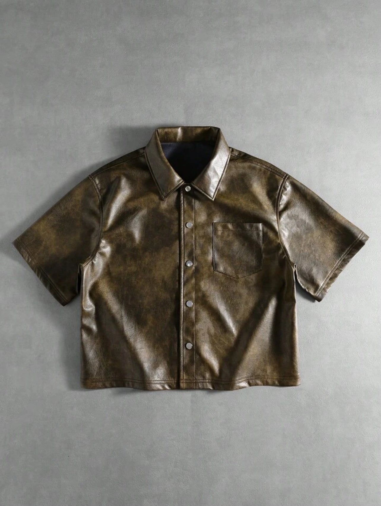 Brown Leather Collar Tshirt
