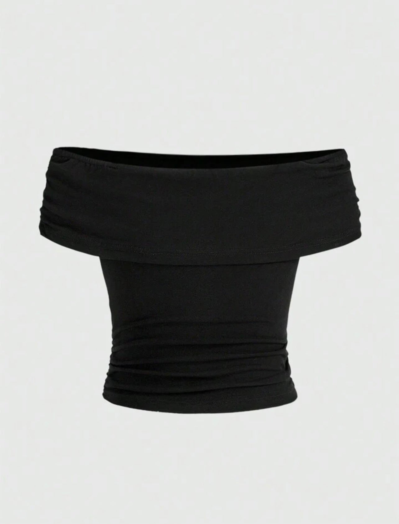 Casual Solid Black Off-shoulder Slim Fit Top