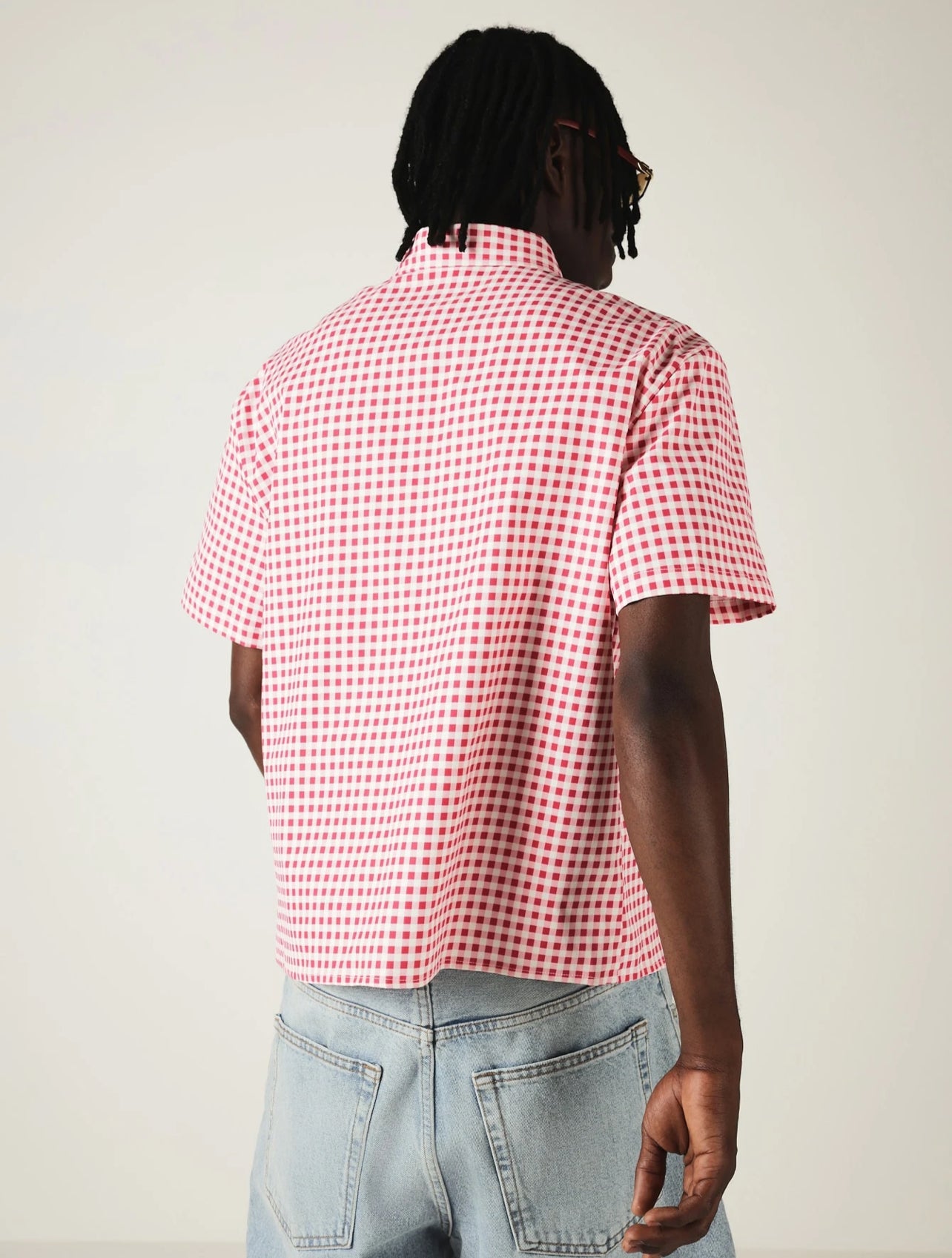Button-Down Red Shirt With Check Pocket