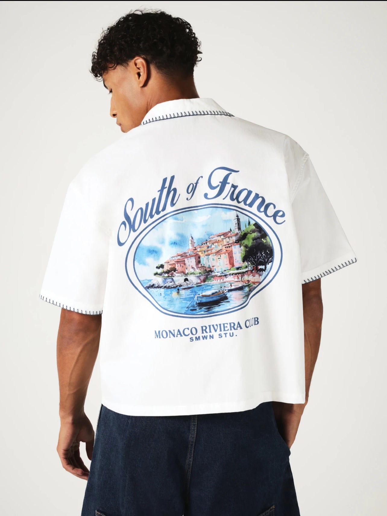 White Boxy Holiday Short Sleeve Shirt