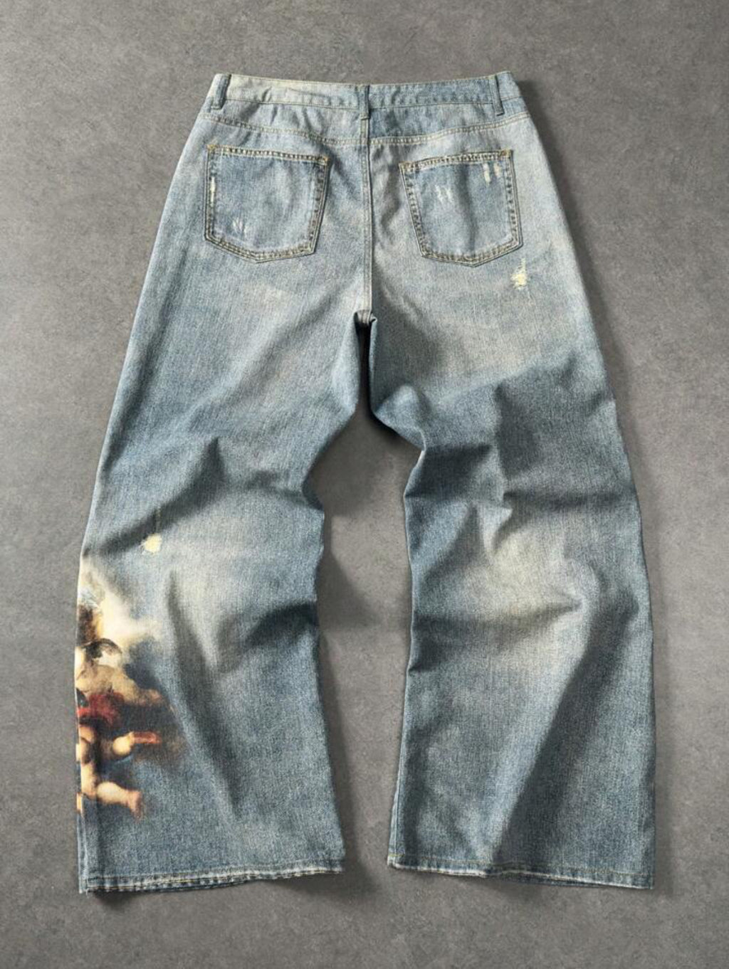 Angel Graphic Loose Denim Jeans
