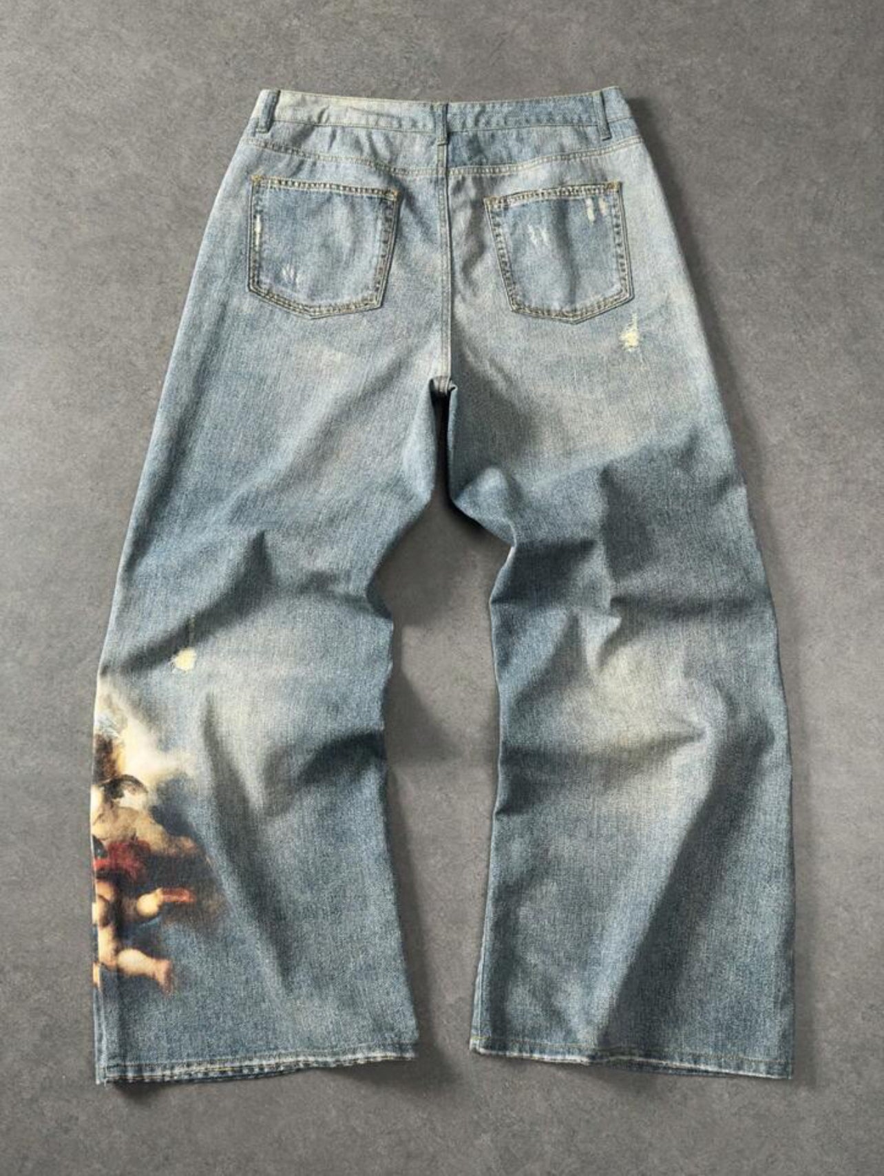 Angel Graphic Loose Denim Jeans