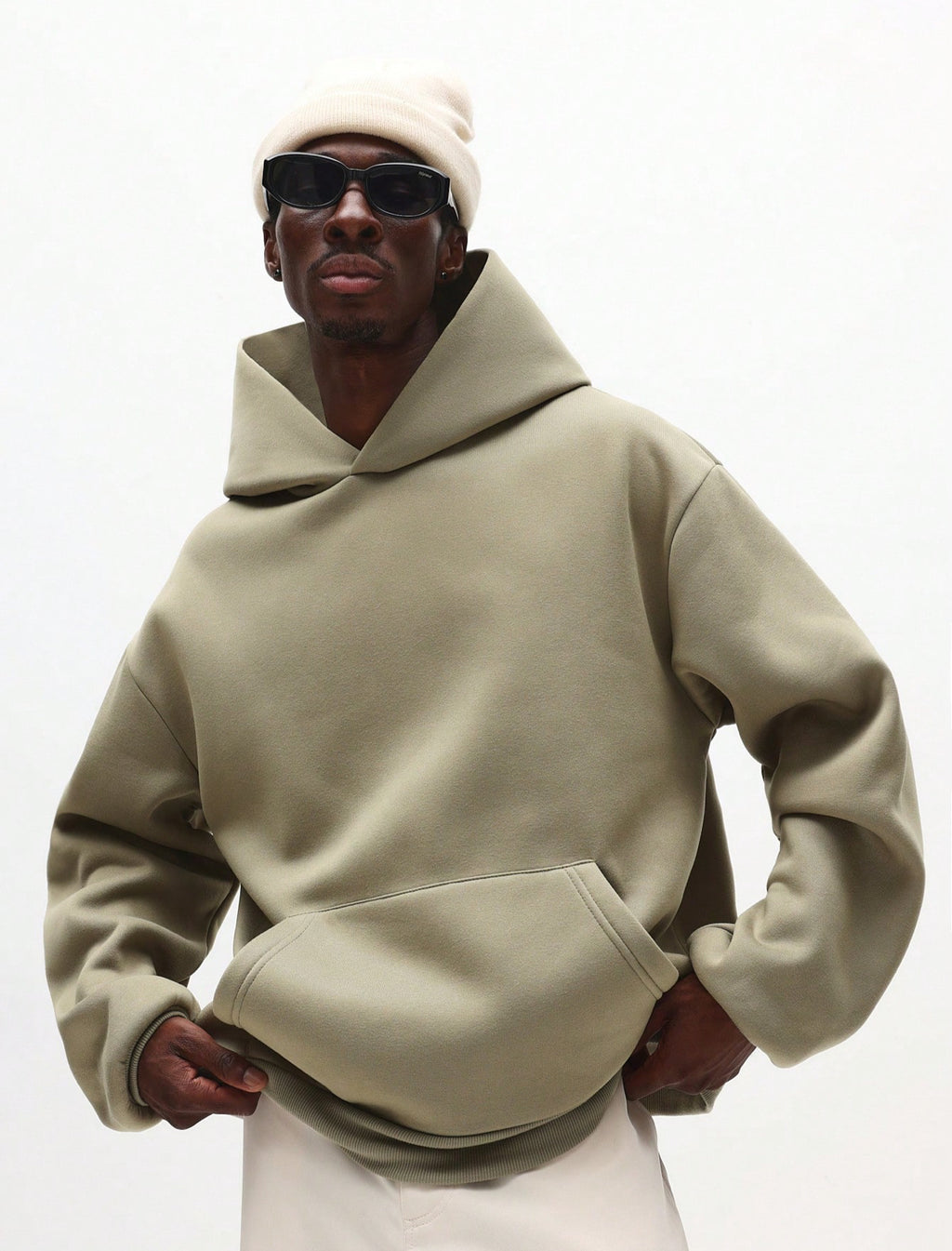 Beige Boxy Oversized Hoody