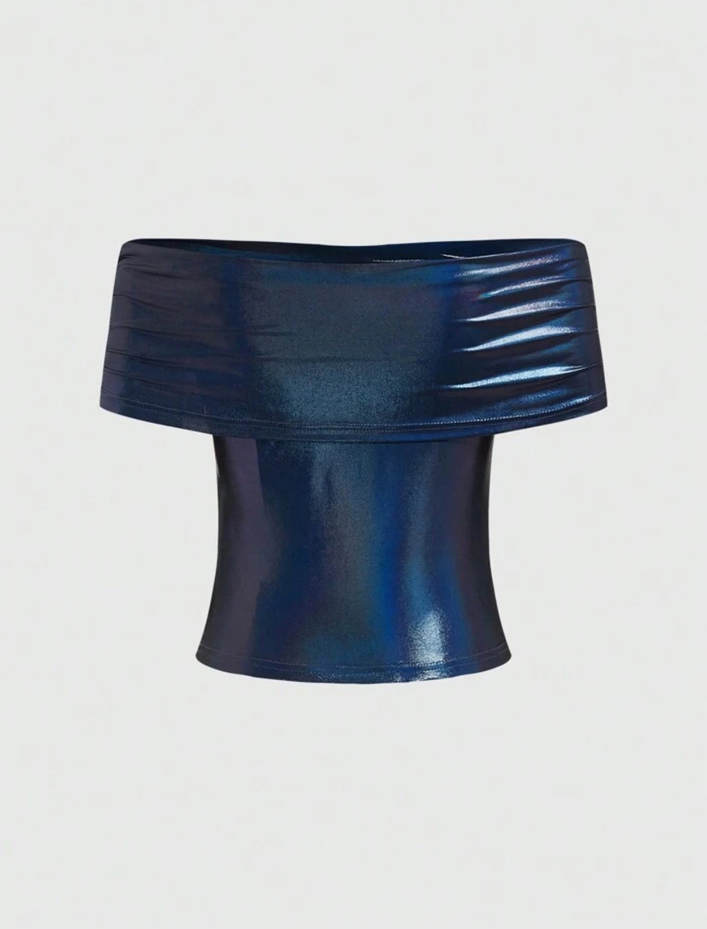Laser Fabric Off-shoulder Tight Fit Top